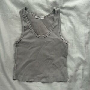 Perfect white tee ribbed tank top, Xs, light grey
